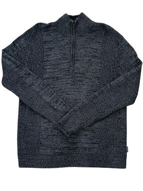 Calvin Klein Charcoal Ribbed 1/4 Zip Pullover Sweater Mens Large